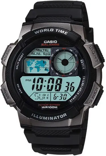Casio AE-1000W-1BVDF Quartz Silikon Siyah 10 ATM 44 mm Erkek Kol Saati