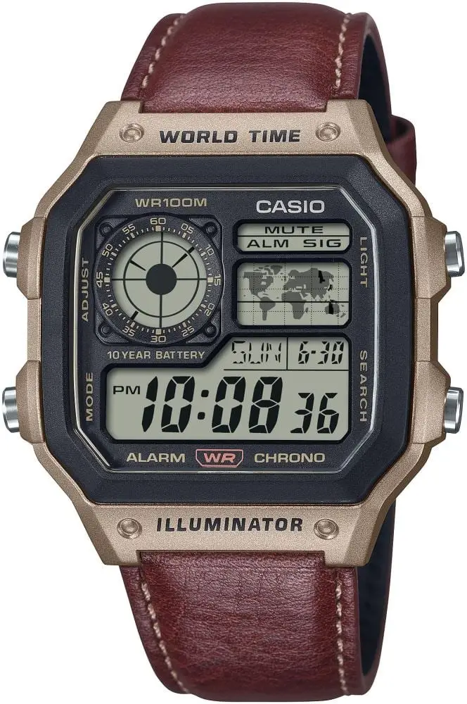 Casio AE-1200WHL-5AVDF Quartz Deri Kahverengi 10 ATM 42 mm Erkek Kol Saati