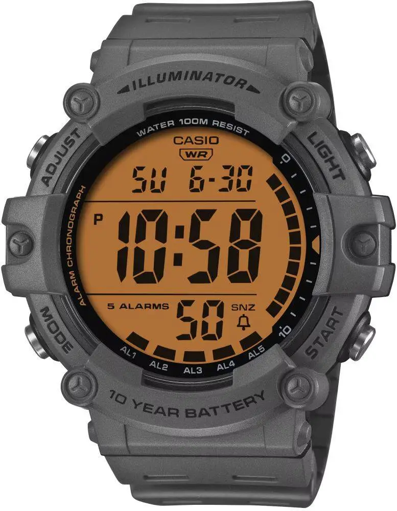Casio AE-1500WHC-8AVDF Quarztz Silikon Kordon Gri Turuncu Kadran 10 ATM 51 mm Erkek Kol Saati