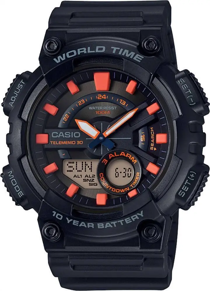 Casio AEQ-110W-1A2VDF Quartz Silikon Siyah 10 ATM 47 mm Erkek Kol Saati