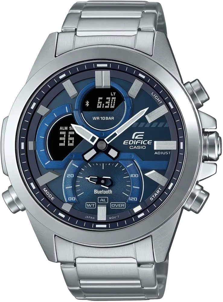 Casio Edifice ECB-30D-2ADF Quartz Çelik Gri Lacivert Kadran 10 ATM 49 mm Erkek Kol Saati