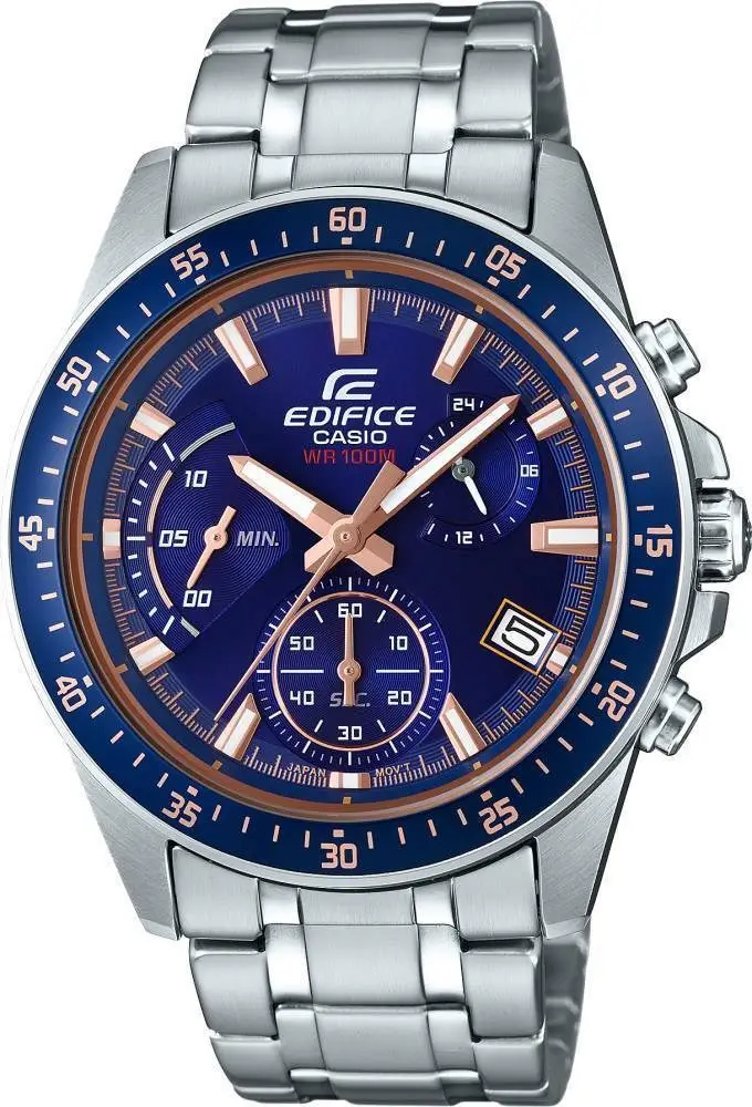 Casio EFV-540D-2AVUDF Quartz Çelik Gri Lacivert Kadran 10 ATM 44 mm Erkek Kol Saati
