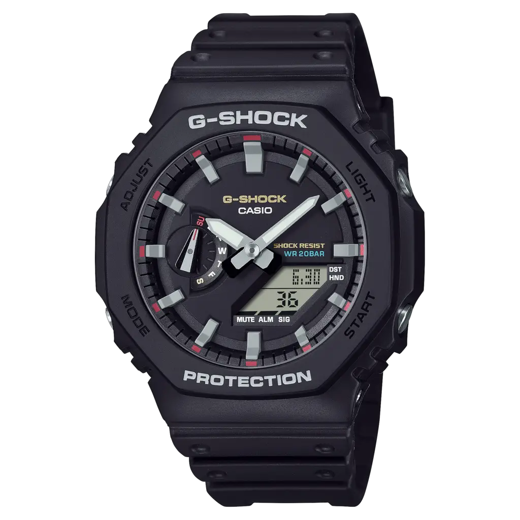 Casio GA-2100RL-1ADR Quartz Analog/Dijital Silikon Siyah 20 ATM 46 mm Erkek Kol Saati