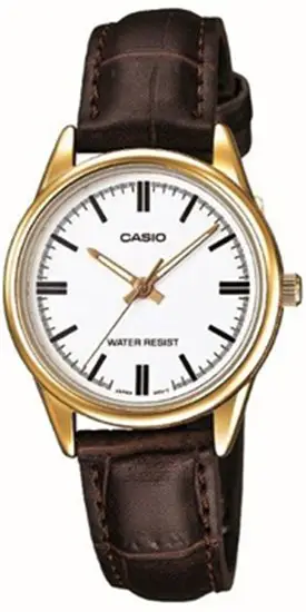 Casio LTP-V005GL-7AUDF Quartz Deri Kahve Beyaz Kadran 28 mm Kadın Kol Saati