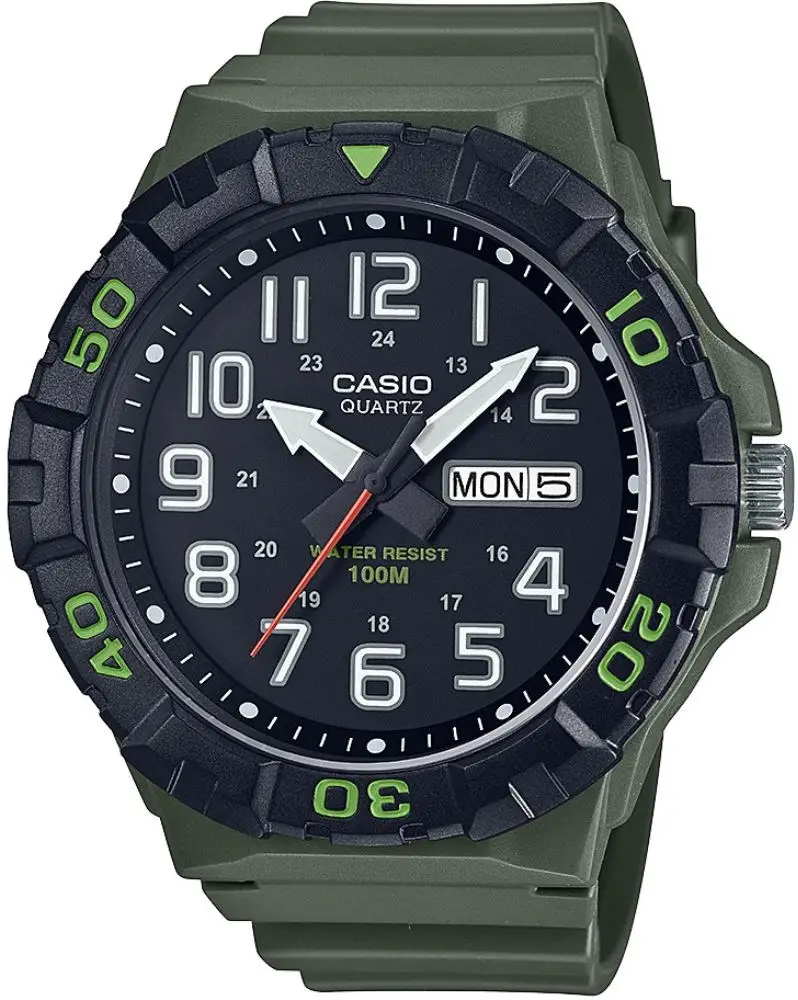 Casio MRW-210H-3AVDF Quartz Silikon Yeşil Siyah Kadran 10 ATM 53 mm Erkek Kol Saati