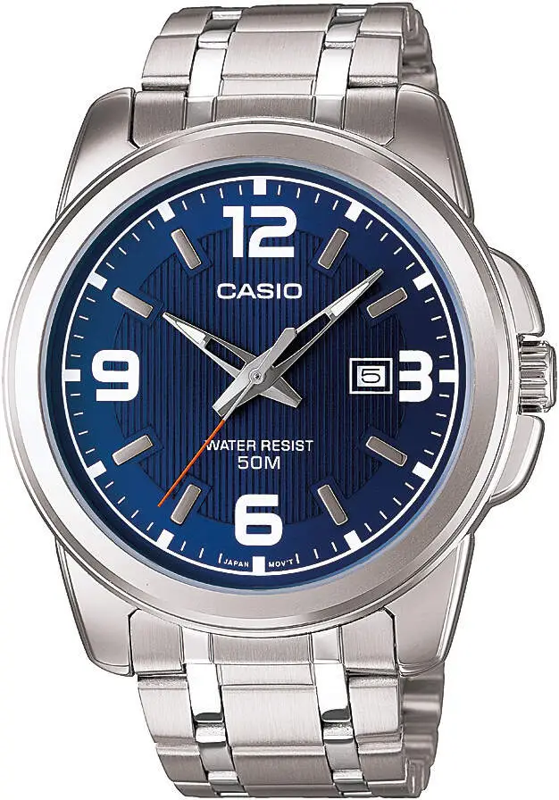 Casio MTP-1314D-2AVDF Quartz Çelik Gri Lacivert Kadran 45 mm Erkek Kol Saati