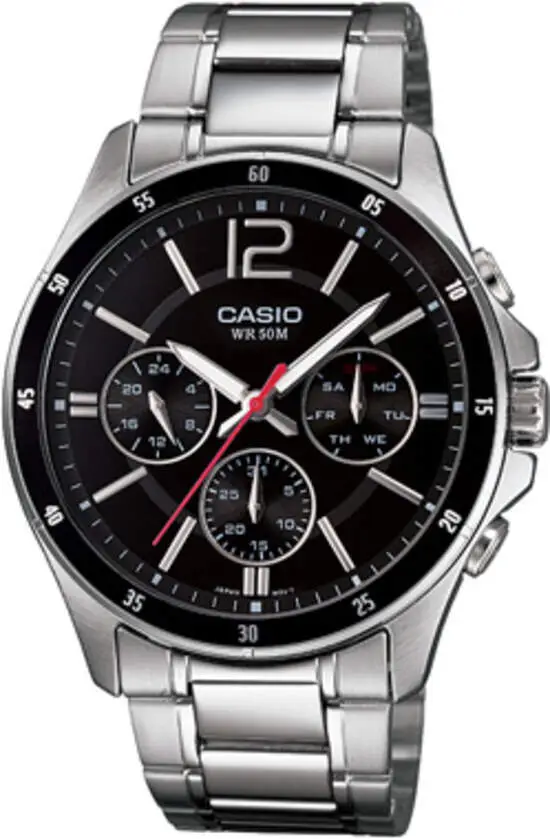Casio MTP-1374D-1AVDF Quartz Çelik Gri Siyah 44 mm Erkek Kol Saati
