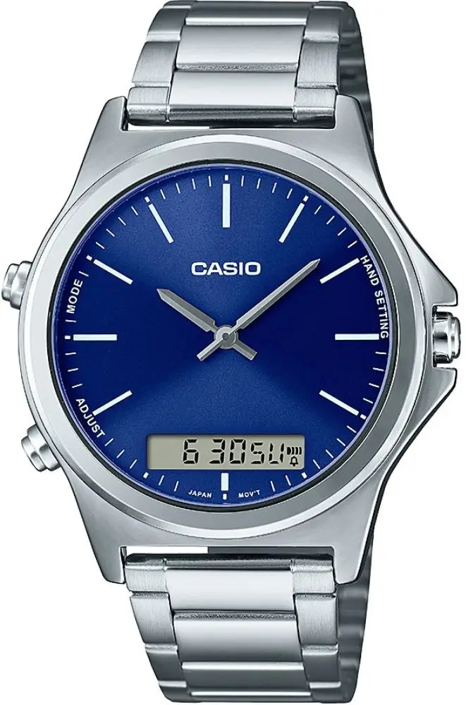 Casio MTP-VC01D-2EUDF Quartz Çelik Gri Lacivert Kadran 42 mm Erkek Kol Saati