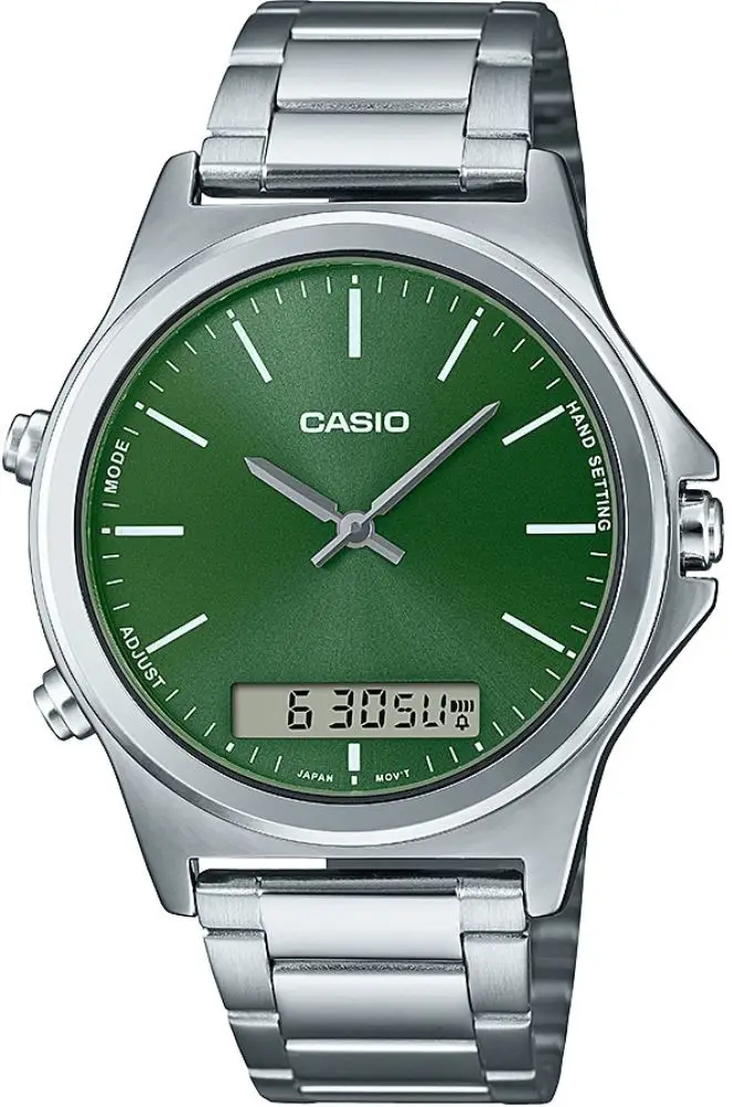 Casio MTP-VC01D-3EUDF Quartz Çelik Gri Yeşil Kadran 42 mm Erkek Kol Saati