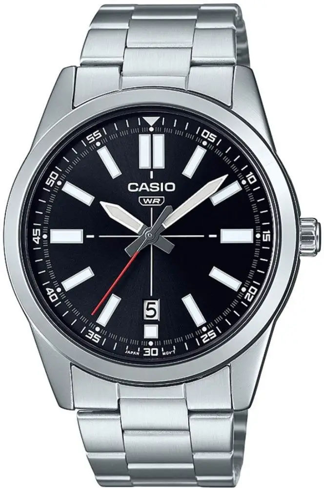 Casio MTP-VD02D-1EUDF Quartz Çelik Gri Siyah Kadran 41 mm Erkek Kol Saati