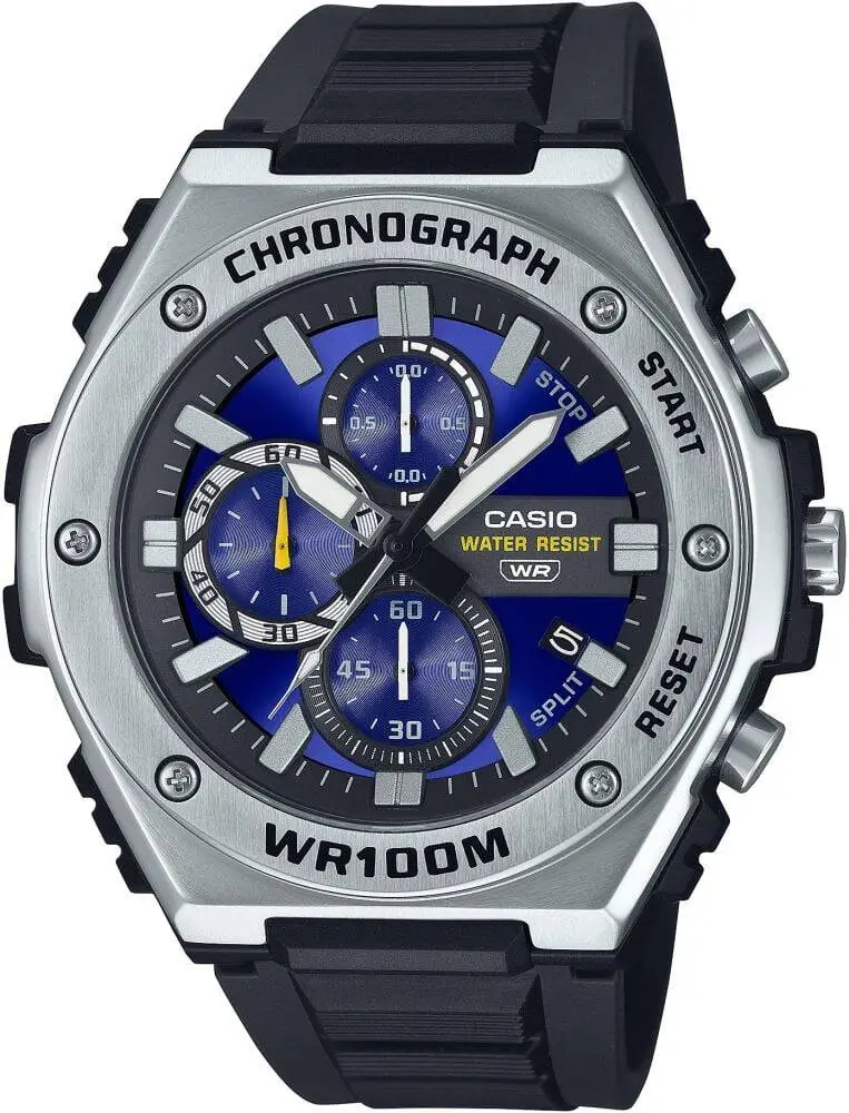 Casio MWA-300H-2AVDF Quartz Silikon Siyah Mavi Kadran 51 mm Erkek Kol Saati