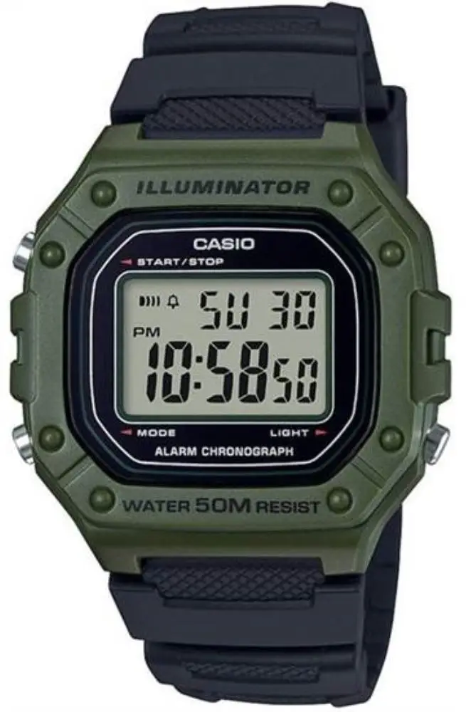 Casio W-218H-3AVDF Quartz Silikon Yeşil Gri Kadran 43 mm Erkek Kol Saati
