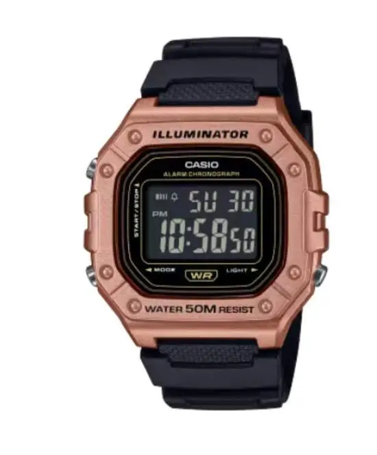 Casio W-218HM-5BVDF Quartz Silikon Siyah 43 mm Erkek Kol Saati