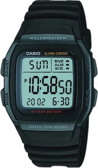Casio W-96H-1BVDF Quartz Silikon Siyah Gri Kadran 36 mm Erkek Kol Saati