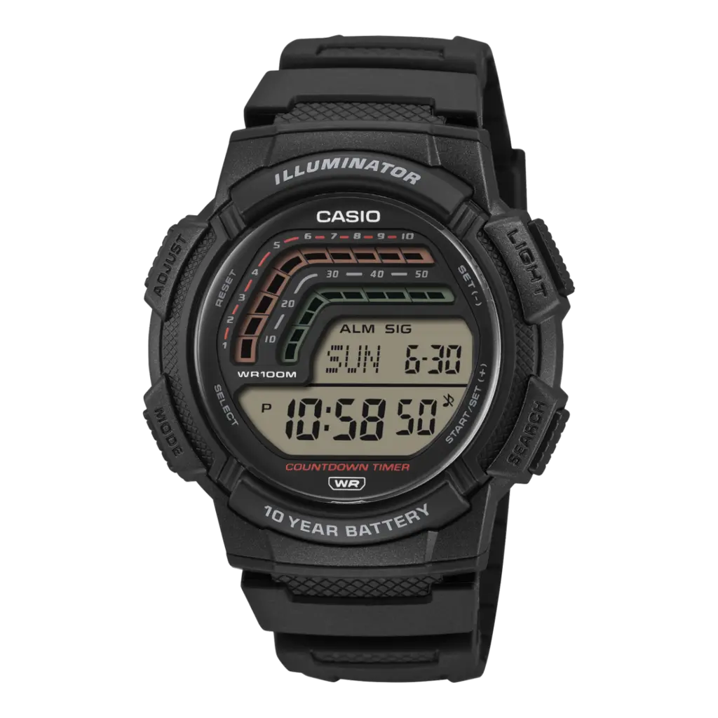 Casio WS-1800-1AVDF Quartz Silikon Kordon Siyah 10 ATM 45 mm Erkek Kol Saati