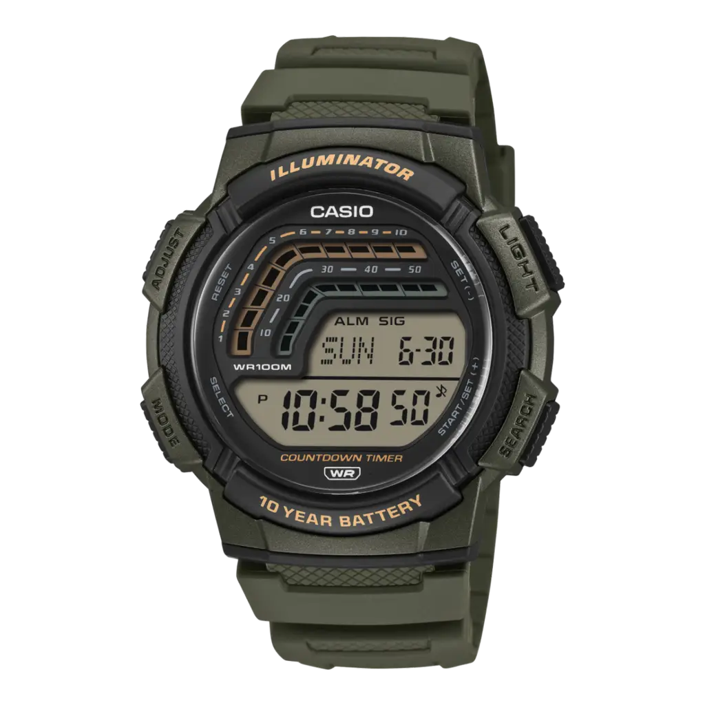 Casio WS-1800-3AVDF Quartz Silikon Kordon Yeşil 10 ATM 45 mm Erkek Kol Saati