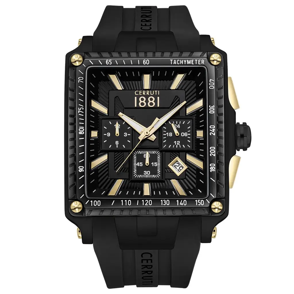 Cerruti 1881 CIWGO0018501 Quartz Silikon Kordon Siyah 43x56 mm Erkek Kol Saati