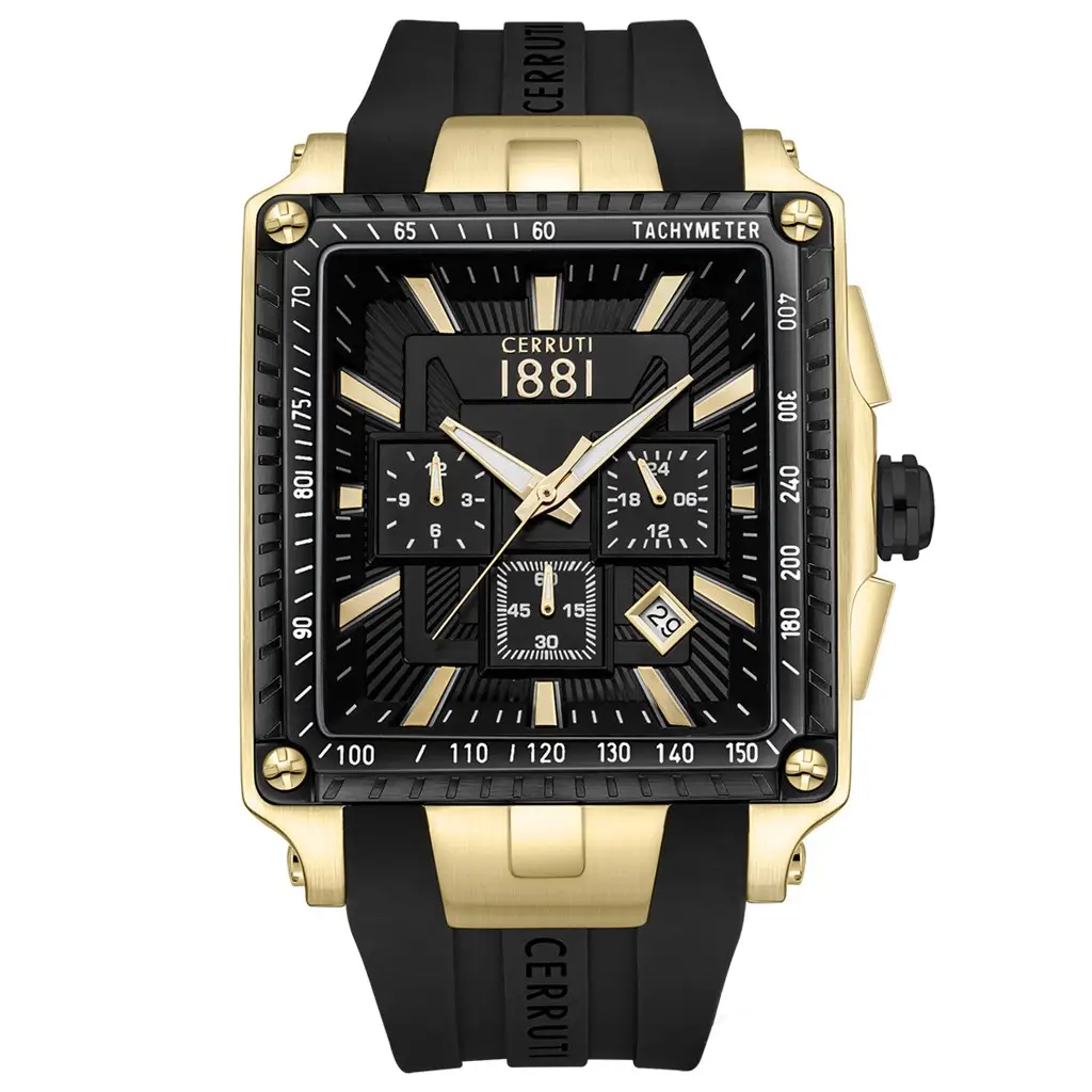 Cerruti 1881 CIWGO0018502 Quartz Silikon Kordon Siyah 43x56 mm Erkek Kol Saati