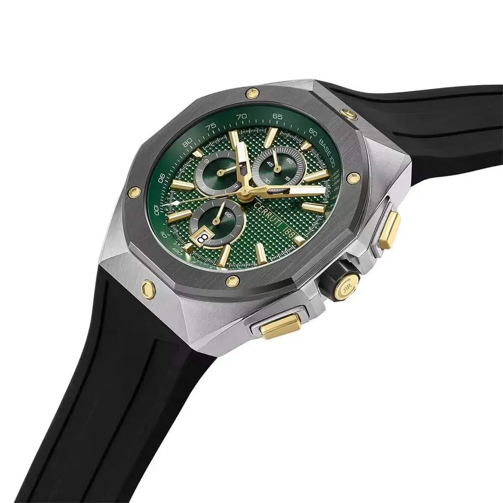 Cerruti 1881 CIWGO0073203 Quartz Silikon Siyah Yeşil Kadran 43x48 mm Erkek Kol Saati 
