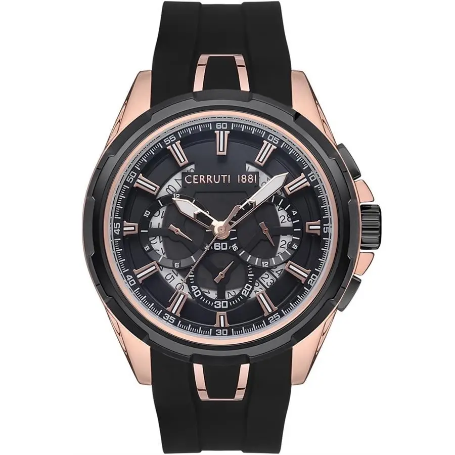 Cerruti 1881 CRA31202 Quartz Silikon Kordon Siyah 10 ATM 48 mm Erkek Kol Saati