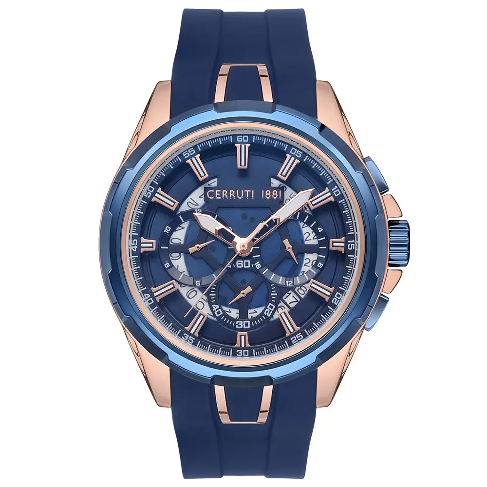 Cerruti 1881 CRA31203 Quartz Silikon Kordon Lacivert 10 ATM 48 mm Erkek Kol Saati