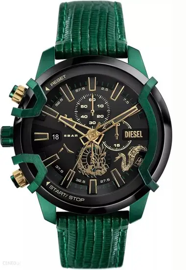 Diesel DZ4651 Quartz Deri Yeşil Siyah Kadran 48 mm Erkek Kol Saati