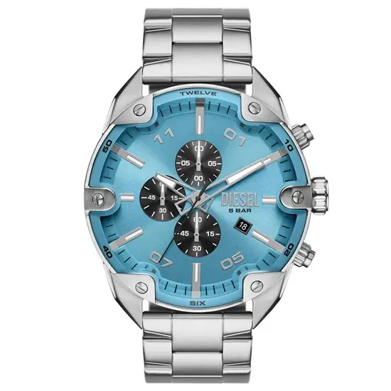 Diesel DZ4655 Quartz Çelik Gri Mavi Kadran 49 mm Erkek Kol Saati