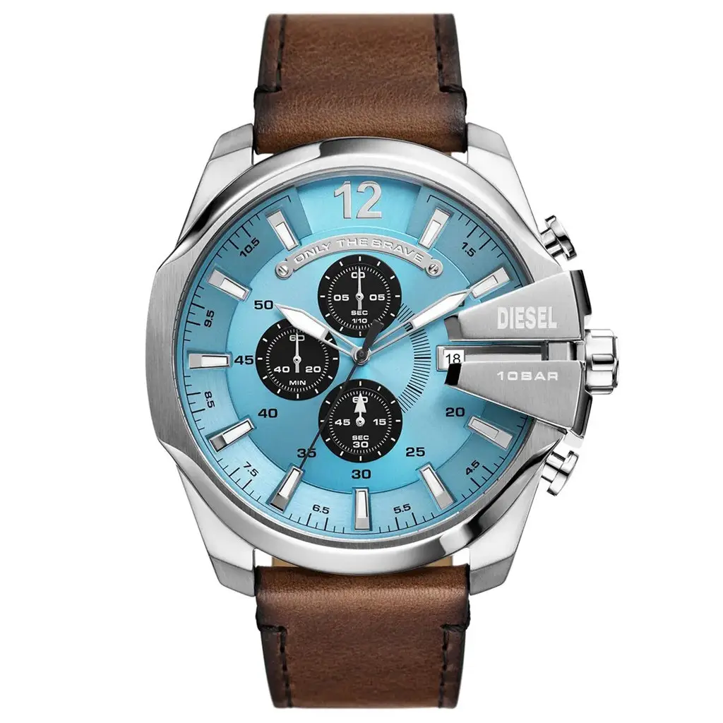 Diesel DZ4657 Quartz Deri Kahverengi Mavi Kadran 10 ATM 51 mm Erkek Kol Saati