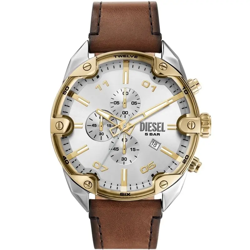 Diesel DZ4665 Quartz Deri Kahverengi Gümüş Tonu 49 mm Erkek Kol Saati