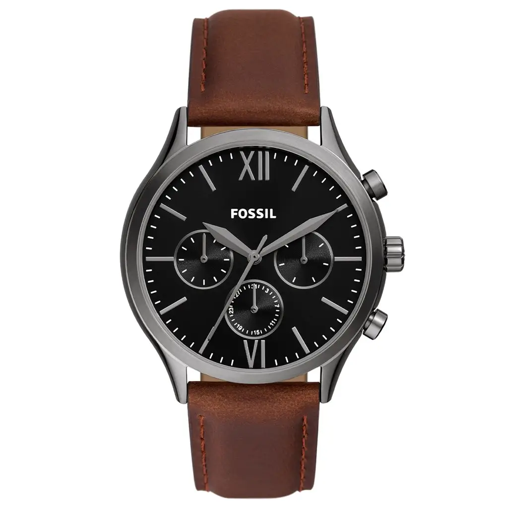 Fossil FBQ2814 Quartz Deri Kahverengi Siyah Kadran 44 mm Erkek Kol Saati