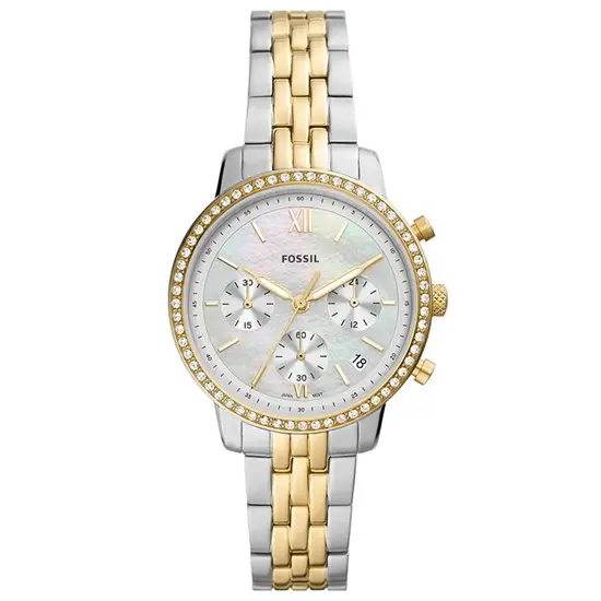 Fossil FES5216 Quartz Çelik Altın Rengi/Metalik Gri Sedef Kadran 36 mm Kadın Kol Saati