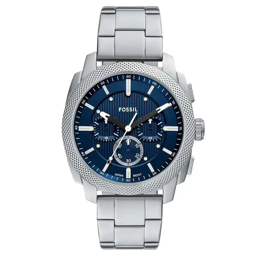 Fossil FFS6096 Quartz Çelik Gri Mavi Kadran 44 mm Erkek Kol Saati