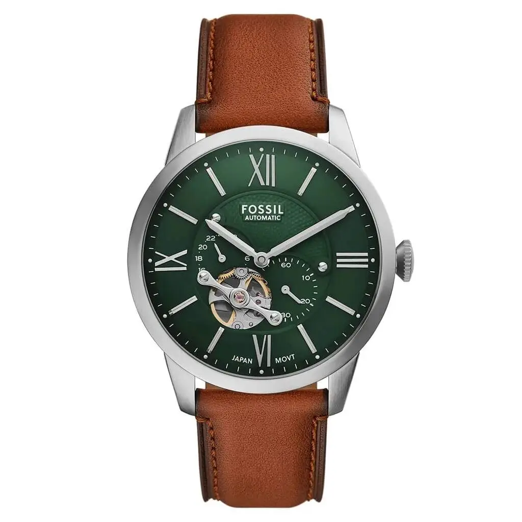 Fossil FME3265 Otomatik Deri Kahverengi Yeşil kadran 44 mm Erkek Kol Saati