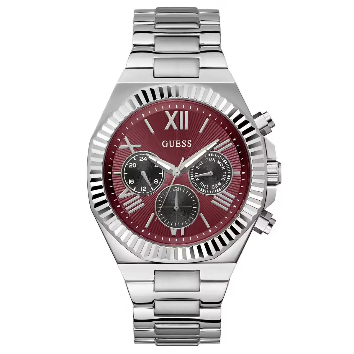 Guess GUGW0703G7 Quartz Çelik Gri Bordo Kadran 44 mm Erkek Kol Saati