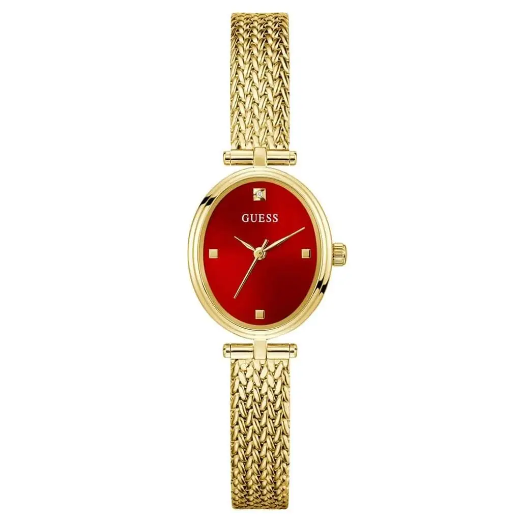 Guess GUGW0935L4 Quartz Hasır Altın Rengi Kırmızı Kadran 24x29 mm Kadın Kol Saati