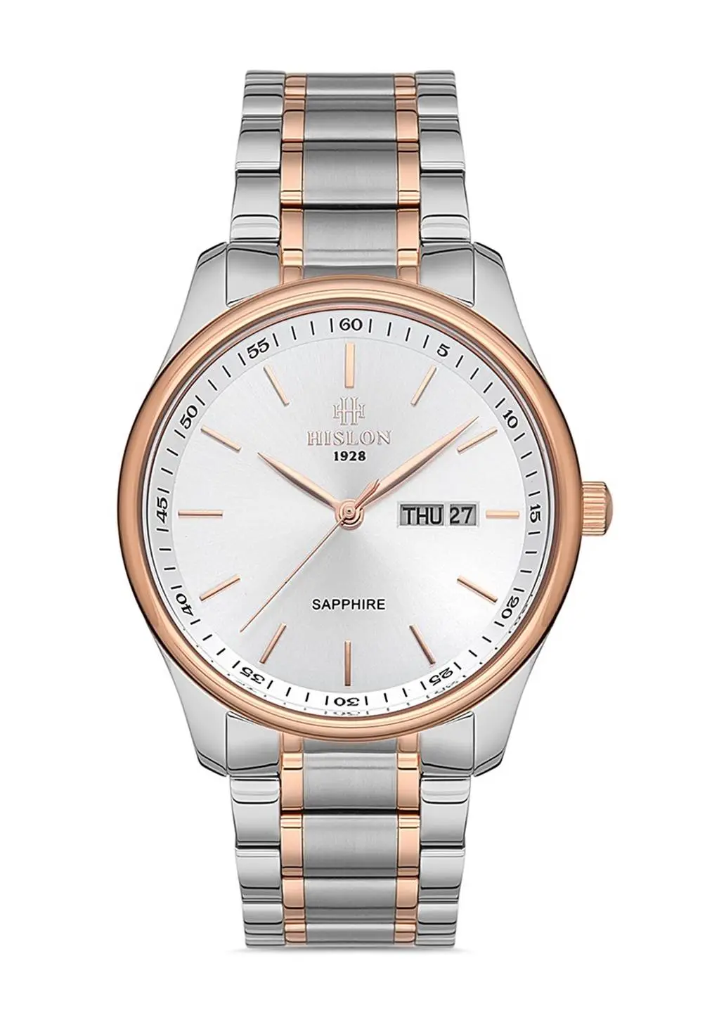Hislon CL113T-03SR Quartz Japon Analog Çelik Rose/Gri Safir Cam 42 mm Erkek Kol Saati