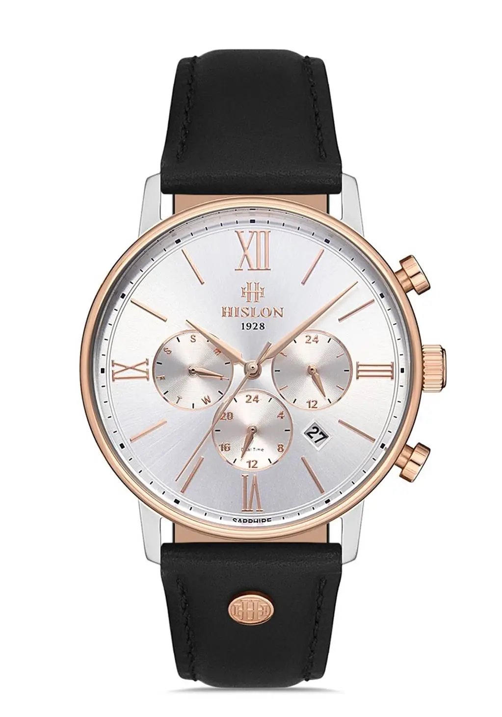Hislon DT116R-02BR Japon Analog Deri Siyah 42 mm Erkek Kol Saati