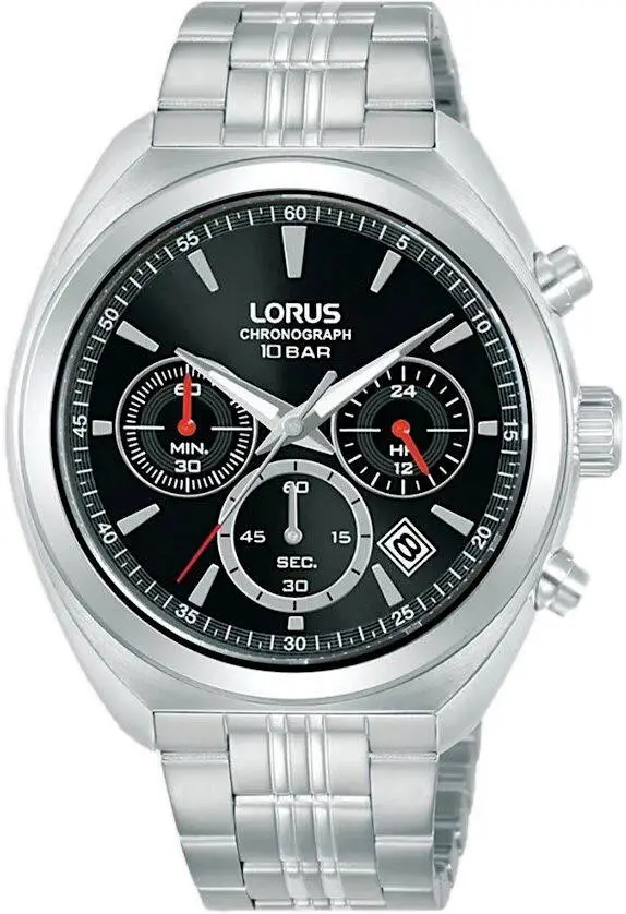 Lorus RT383KX9 Quartz Çelik Gri Siyah Kadran 10 ATM 41 mm Erkek Kol Saati