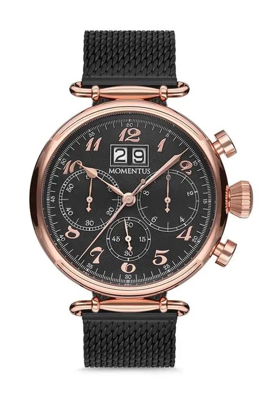 Momentus TM250R-04SR Quartz Hasır Siyah 46 mm Erkek Kol Saati