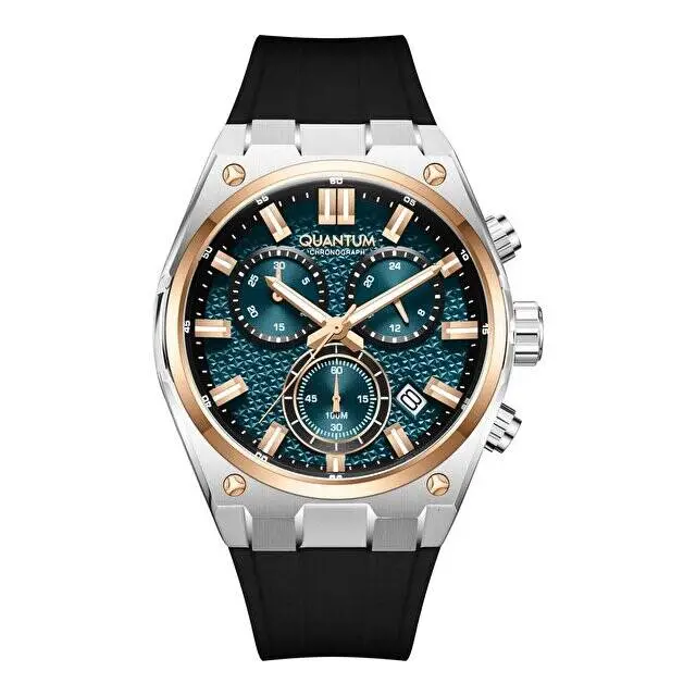 Quantum HNG1237.591 Quartz Silikon Siyah Safir 10 ATM 44 mm Erkek Kol Saati