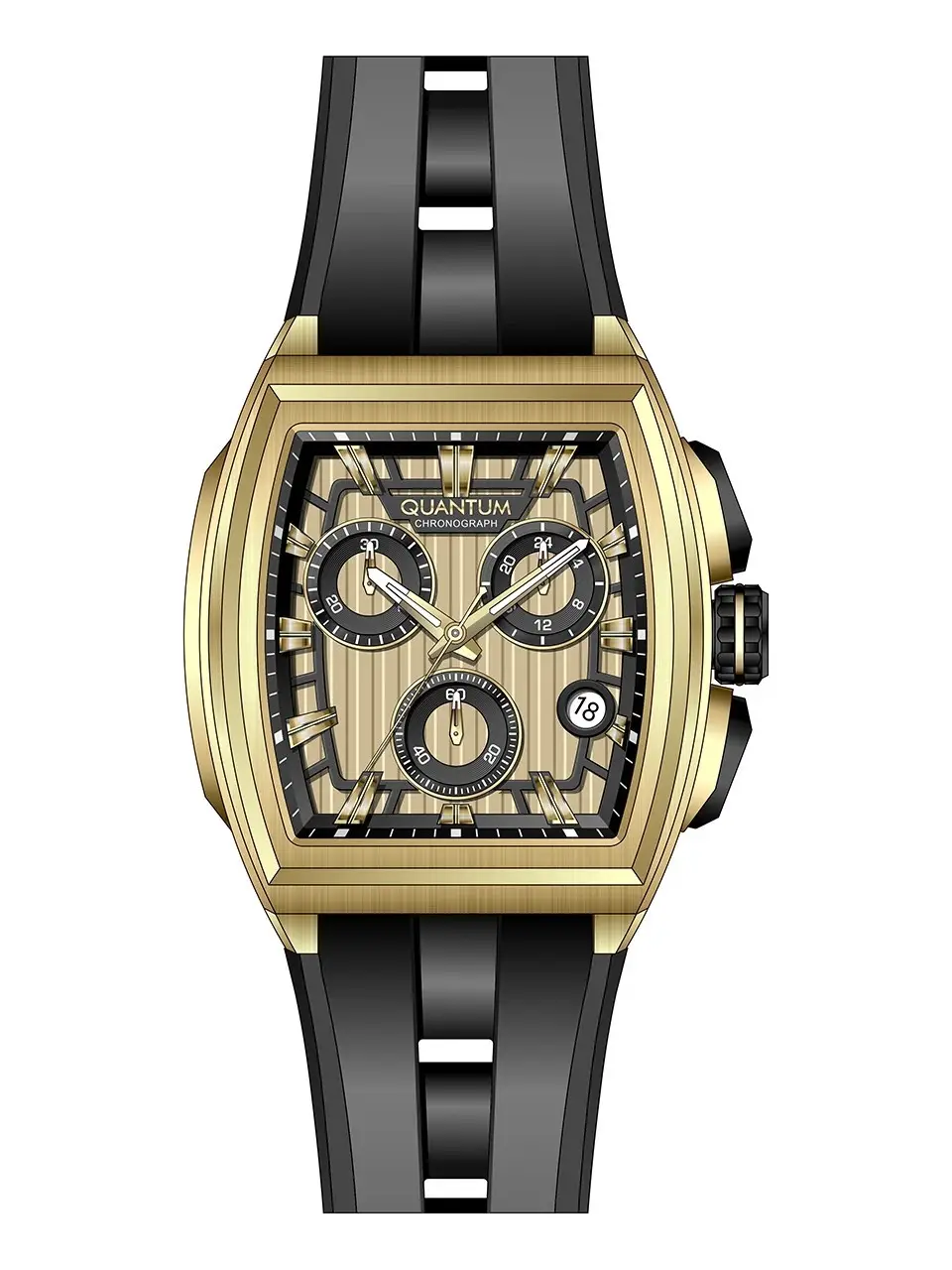 Quantum HNG1279.111 Quartz Silikon Siyah 47 mm Erkek Kol Saati