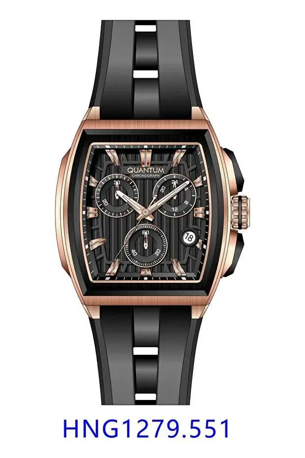 Quantum HNG1279.551 Quartz Silikon Siyah 47 mm Erkek Kol Saati