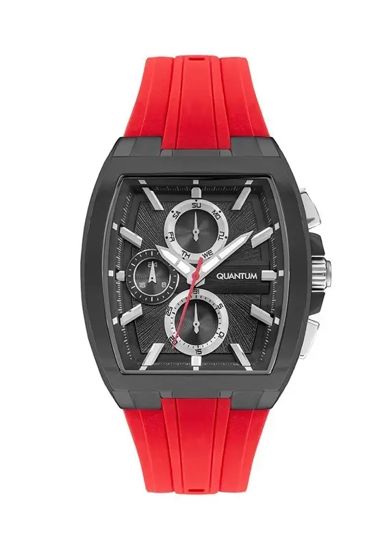 Quantum HNG997.068 Quartz Silikon Kırmızı 43 mm Erkek Kol Saati