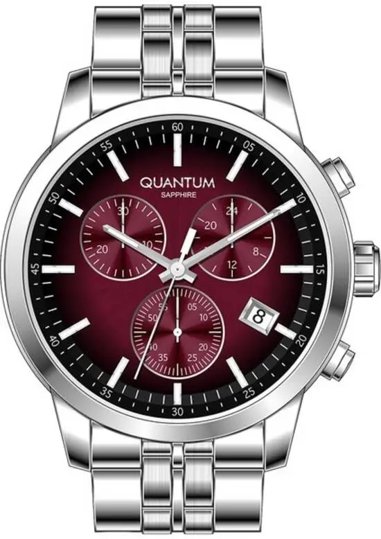 Quantum PWG1008BS.080 Quartz Çelik Gri Kırmızı Kadran Safir 45 mm Erkek Kol Saati