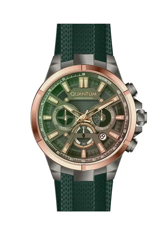 Quantum TTG1003.075 Quartz Yeşil Silikon Kronolu 47 mm Erkek Kol Saati
