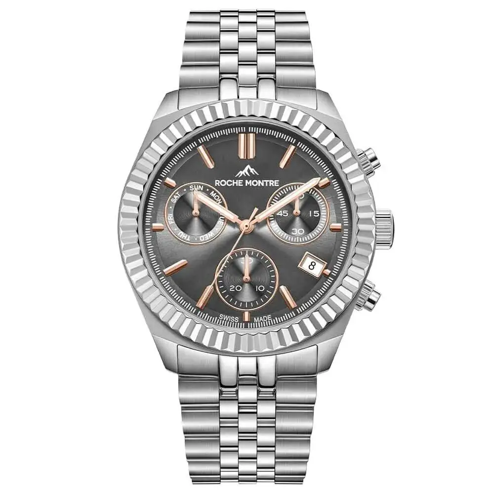 Roche Montre RMG6000-03 Quartz Çelik Gri Safir 41 mm Erkek Kol Saati