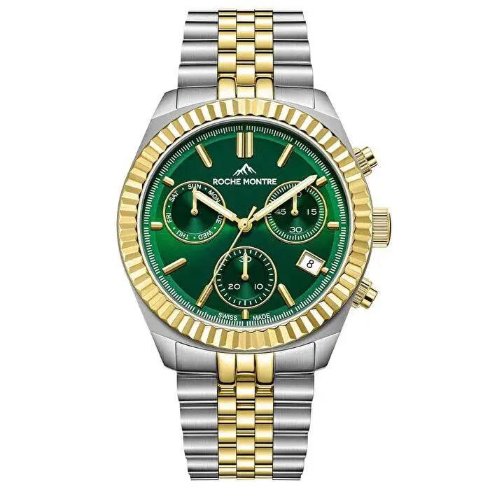 Roche Montre RMG6000-06 Quartz Çelik Gri-Altın Rengi Safir 41 mm Erkek Kol Saati