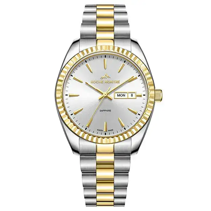 Roche Montre RMG6001-06 Quartz Çelik Gri-Altın Rengi Safir 39 mm Erkek Kol Saati
