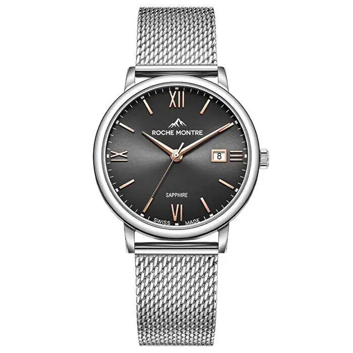 Roche Montre RMG6002-03 Quartz Hasır Gri Füme Kadran Safir 40 mm Erkek Kol Saati