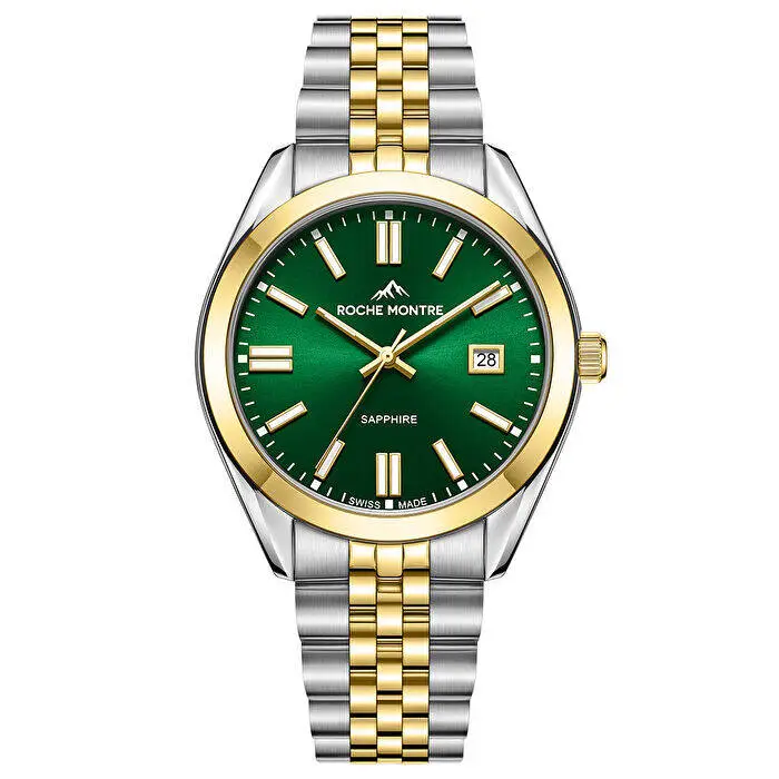 Roche Montre RMG6008-05 Quartz Çelik Gri-Altın Rengi Safir 41 mm Erkek Kol Saati
